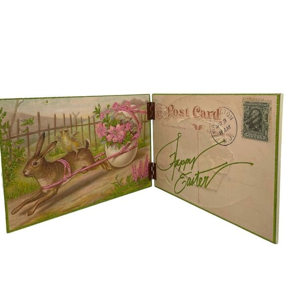 Easter Bunny Rabbit Shelf Sitter Motivational Sign NWT Primitives by Kathy - Picture 1 of 12